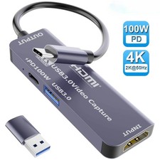 USB 3.0 Video Capture Card With PD 100W HDMI to USB/Type-c Gaming Live Streaming