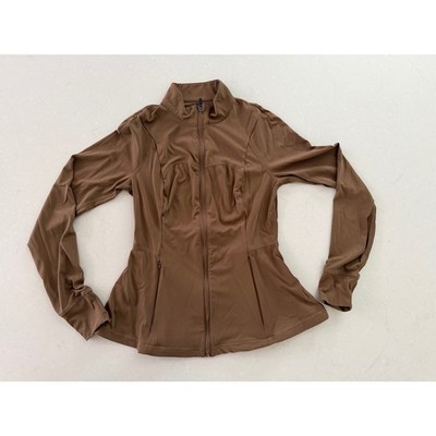 Halara Cloudful Air Peplum Yoga Jacket Brown Full Zip Thumbhole Womens Size M