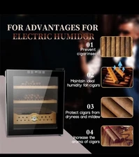 50L Electric Humidor Cigar Cooler w/Spanish Cedar Wood Shelves Cooling & Heating