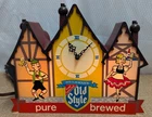 Vintage Heileman’s Old Style Pure Brewed Beer Lighted Chalet Clock Sign 10"W