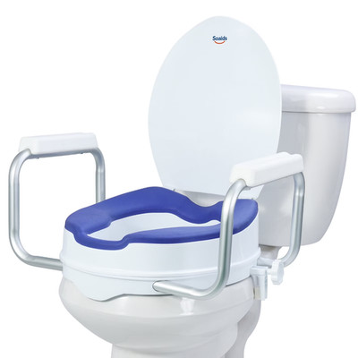 Toilet Seat Risers for Seniors, Padded Elevated Toilet Seat with Handles - 300LB