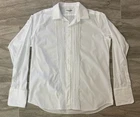 VTG CHRISTIAN DIOR MONSIEUR TUXEDO SHIRT RIBBED WHITE SIZE 17 FRENCH CUFFS