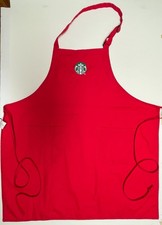 Starbucks Red Apron Embroidered Logo 2 Pockets Adjustable Straps Workwear Size M