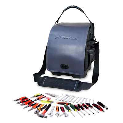 Toolux Heavy Duty Electrician Tote With Real Leather Flap