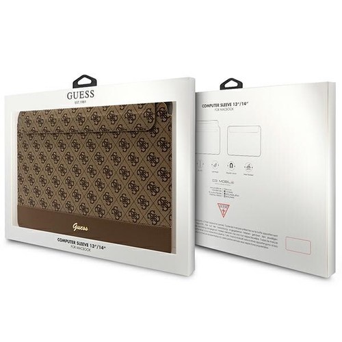 Guess Notebook Laptop 13" 14" Tasche Sleeve Bag Hülle 4G Stripe Metal Logo brown - Bild 4 von 4