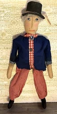 Uncle Sam Primitive Coffee Stained Handmade Doll 24" America Patriotic USA Flag