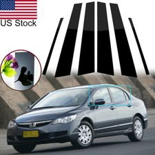 6pcs Glossy Black Pillar Posts Window Door Cover Trim For 2006-2011 Honda Civic 6pcs Glossy Black Pillar Posts Window Door Cover Trim For 2006-2011 Honda Civic