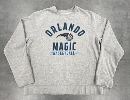 Orlando Magic Felpa Uomo Grande Fanatici Basket Vintage Grigio NBA Hoops - Foto 2 di 15