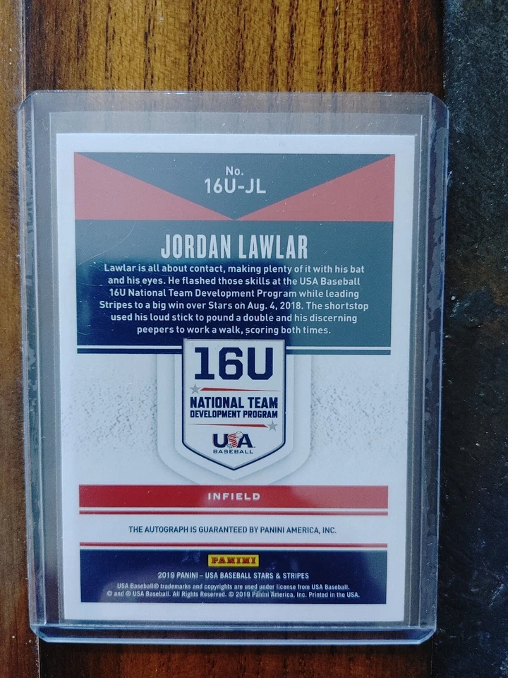 2019 JORDAN LAWLAR PANINI STARS & STRIPES AUTO AUTOGRAPH. 100/165  USA - Image 2 of 2