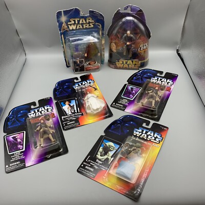 VTG Star Wars Action Figures Leia Yoda Count Dooku Hasbro - Main Image