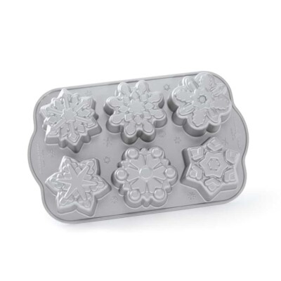 Nordic Ware 6 Loch Aluminiumguss Frozen Schneeflocke Cakelet Blech Backformen