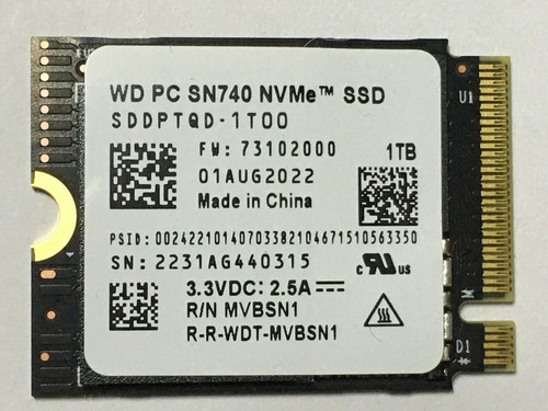 WD PC SN740 SDDPTQD-1T00 1TB M.2 2230 SSD NVMe PCIe4x4 For Steam Deck Laptop PC