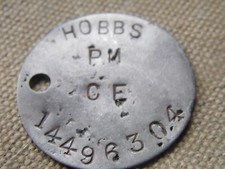 WW2 relic dogtag RAC GSM PALESTINE '45-'48- HOBBS 2nd Reconnaissance (Loyal Reg)