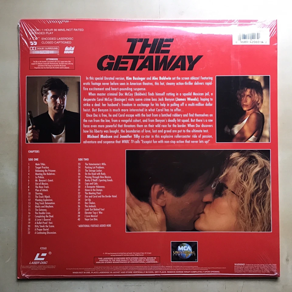 The Getaway Uncut, Unrated 1994 LASER DISC - Image 2 of 4