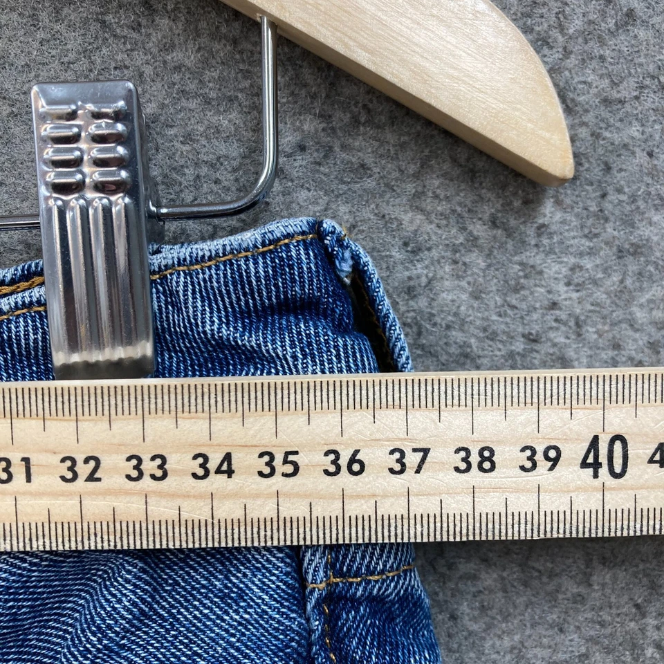 Monki Denim Shorts Womens 10 W28 Blue High Waist Frayed Hem Cotton Zip 50526 - Image 3 of 4