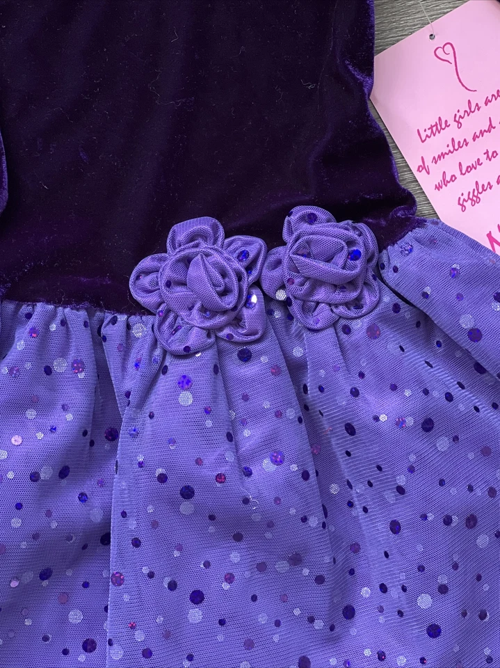 Girl Dress Size 4 Nannette Hot Purple Tutu Velvet Toddler Holiday - Image 3 of 4