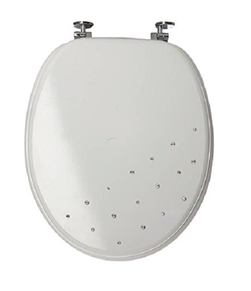 Premier Quality Diamante Toilet Seat Diamond Design Zinc Fittings Black