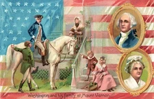 Tucks USA Flag Patriotic George Washington and family at Mount Vernon Postcard