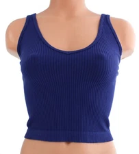 Free People Brami OB709176, Solid Ribbed V-Neck Bra/Cami Tank Top, MSRP $28