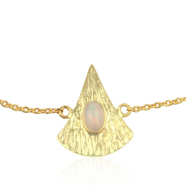 Ethiopian Opal Gemstone 925 Silver Gold Plated Handmade Bracelet Jewelry - Image 2 of 4