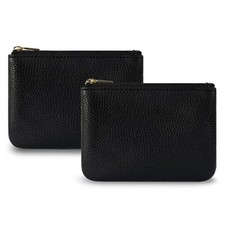 2 Pcs Leather Coin Purse Pouch Change Holder with Zipper for Men Women
