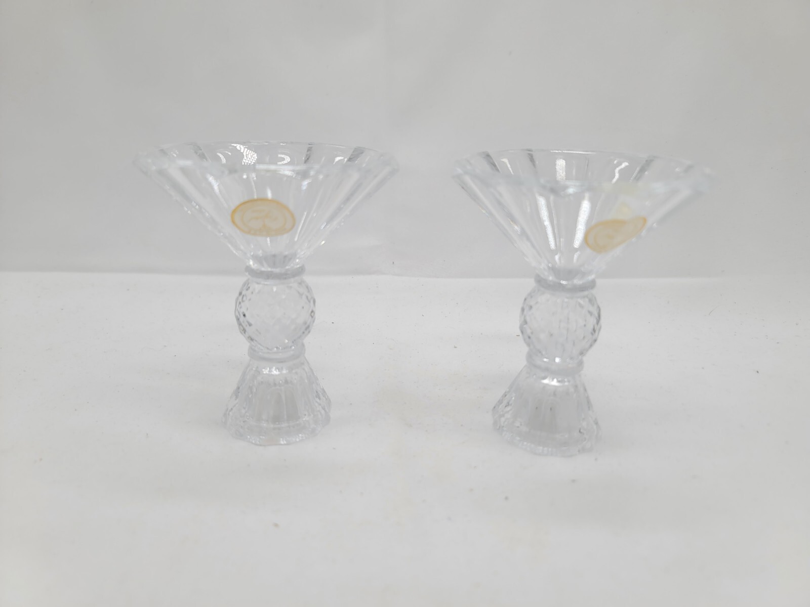 24% Lead Crystal Candle Stick Holder Made in U. S. A. Set of 2