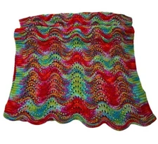 Handmade Handcrafted Throw Lap Blanket Multiple Colors Striped 66' x 26" Boho