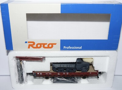 Roco H0 47506 DC ++ Flachwagen der BMB CMD mit Kettenfahrzeug in OVP ++ #A2_162