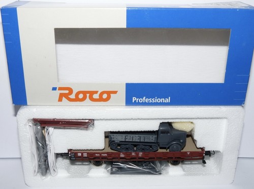Roco H0 47506 DC ++ Flachwagen der BMB CMD mit Kettenfahrzeug in OVP ++ #A2_162 | Zustand: Gebraucht