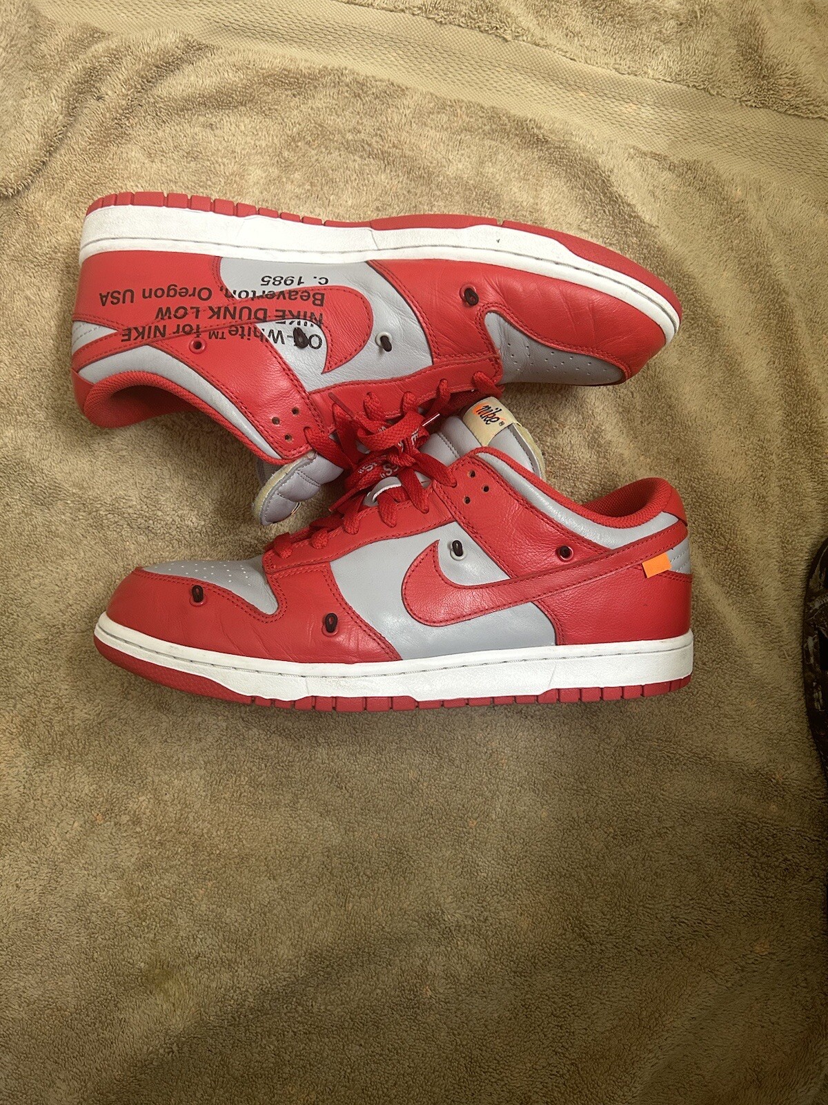 OFF WHITE X NIKE Taglia 11 5 Nike Dunk Low x BIANCO SPORCO University rosso 2019