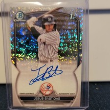 2023 Bowman Chrome Jesus Bastidas Yankees Speckle Refractor Auto 1st /299