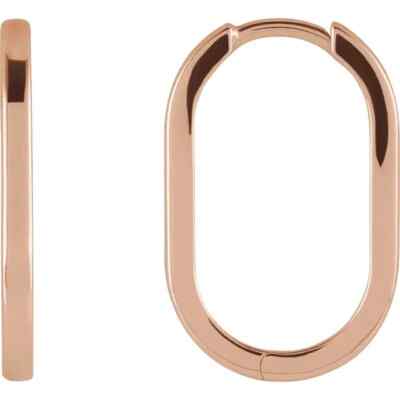 14K Rotgold längliche ovale Huggie Creolen