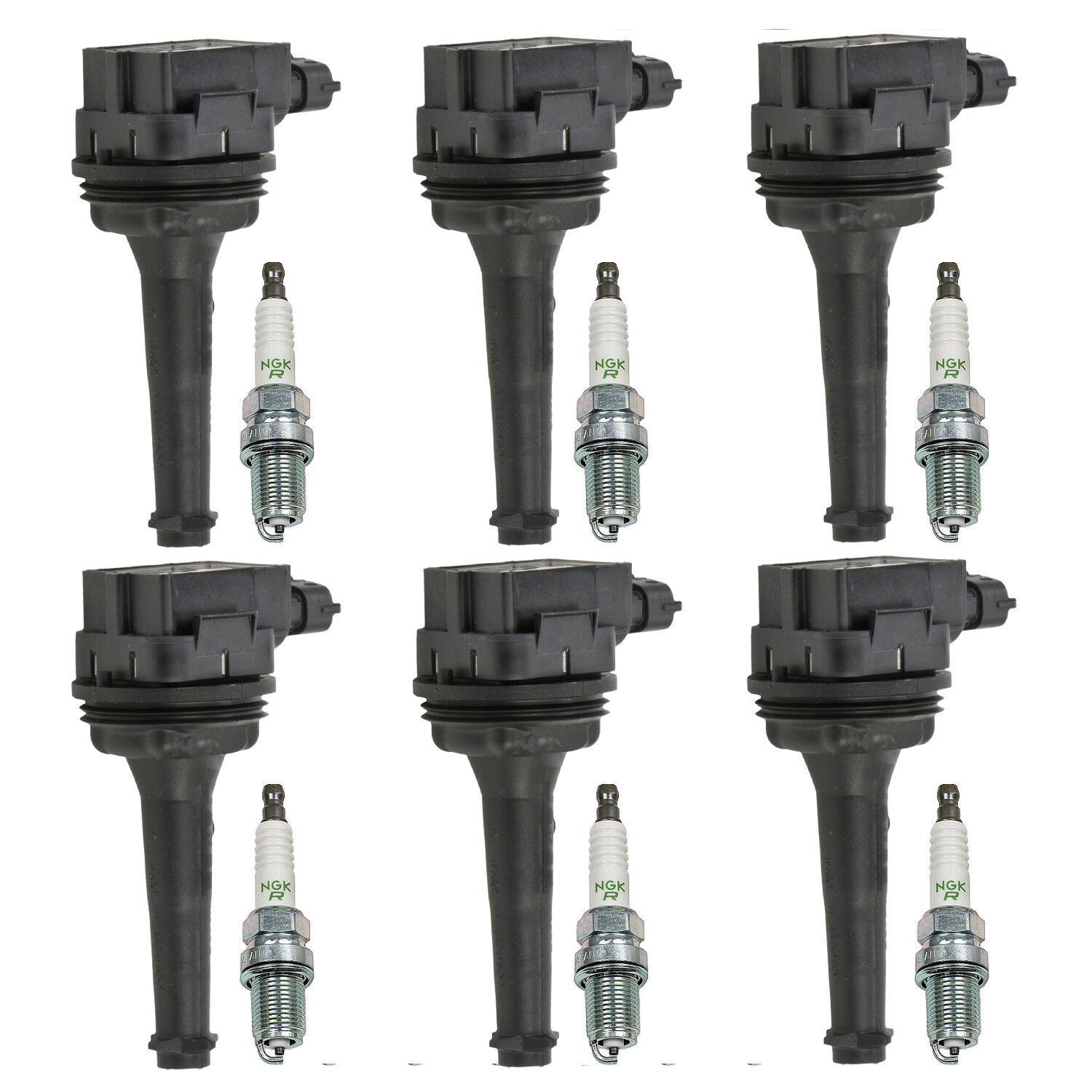 Bosch 6 Ignition Coil NGK 6 V-Power Spark Plug Kit For Volvo S80 XC90 L6