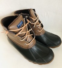 Sperry Fleece Lined Top Sider Waterproof Duck Boots Beige Brown Women s Size 6