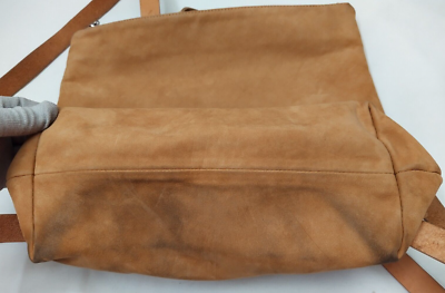 JIGSAW Tan Suede Leather Trim Zipper Pocket Woman Backpack 