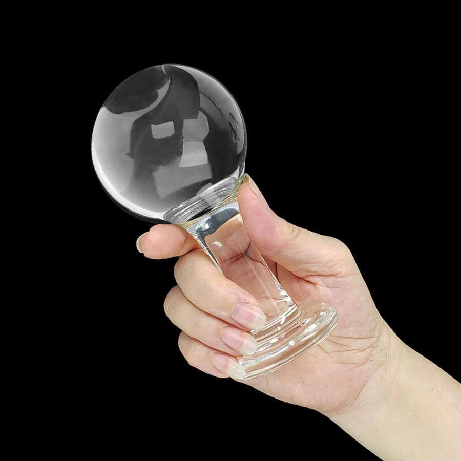 Consolador anal con tapón trasero bola grande orbe de vidrio estiramiento juguetes sexuales Foto 2 de 4