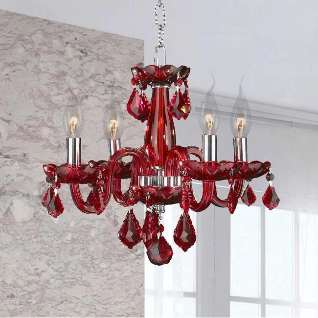 Lámpara de araña de cristal de arándano Thor con acabado cromado de 4 luces D16" H12" Foto 4 de 4