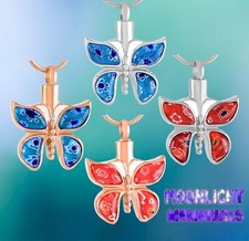 New Butterfly Wings Colorful Cremation Urn Ashes Memorial Necklace