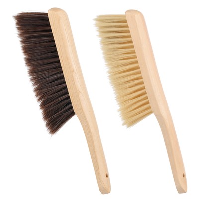 2 Pcs Broom Brush Soft Bristles with Handle for Fireplace Sofa, Khaki Brown