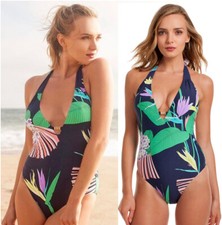 Trina Turk Midnight Paradise Floral Buckle Halter One Piece Swimsuit 4