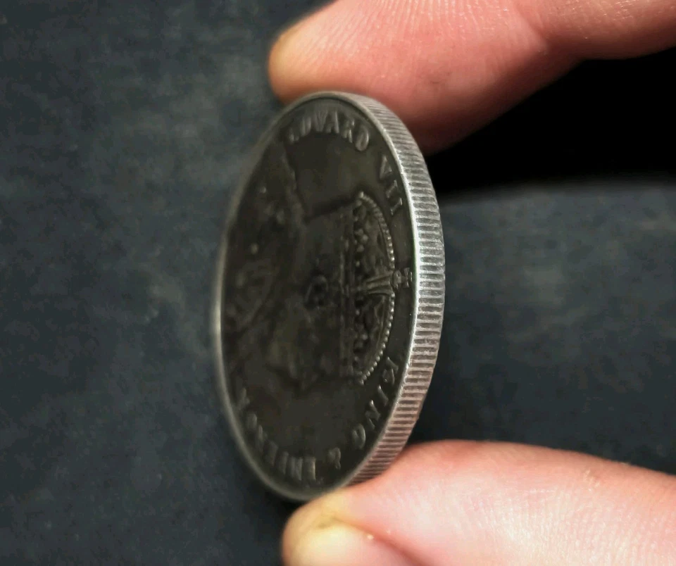 1 Dollar 1908 Edward VII Small Type Straits Settlements British Malaysia Silver! - Image 3 of 3