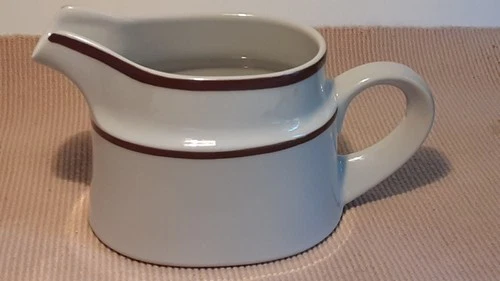 Noritake Primastone Tundra Gravy Boat, Brown Trim, Tan Body 