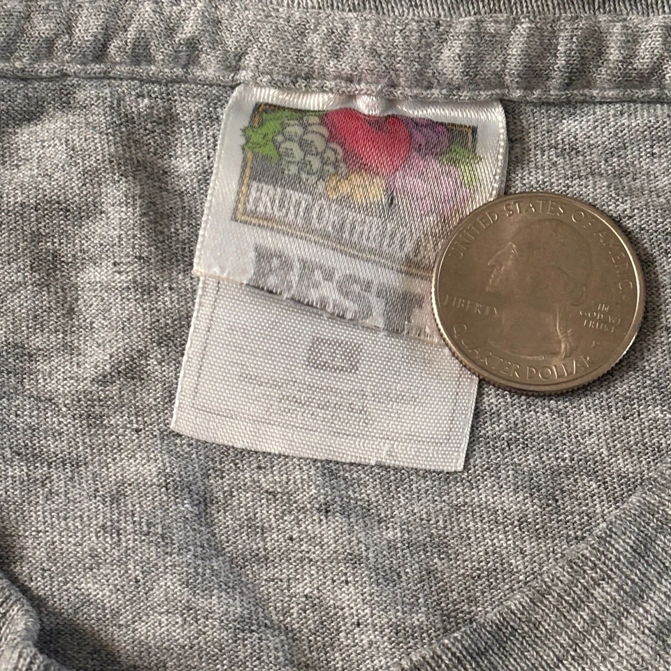 Винтажная бейсбольная футболка с одним стежком Richland College серая с фиолетовым рисунком размер XL - Изображение 3 из 4