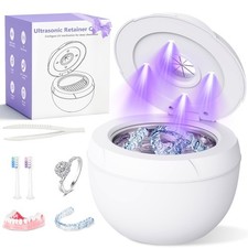 Dental Ultrasonic Retainer Cleaner Machine - 45kHz Cleaning Pod for Dentures,...