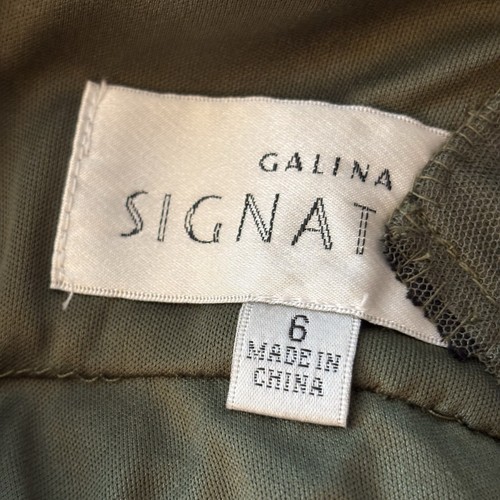 NWT Galina Signature Long Flocked Tulle Green Front Slit Bridesmaid Prom Dress 6 - Picture 13 of 15