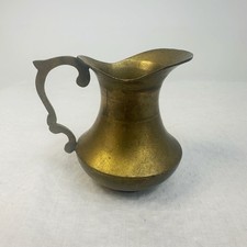 Vintage Miniature Brass Water Pitcher Ornate Handle Dollhouse 3” Made in India