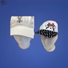 2 Caps Looney Tunes BUGS BUNNY White Adjustable Baseball Cap Hat  MINNIE MOUSE