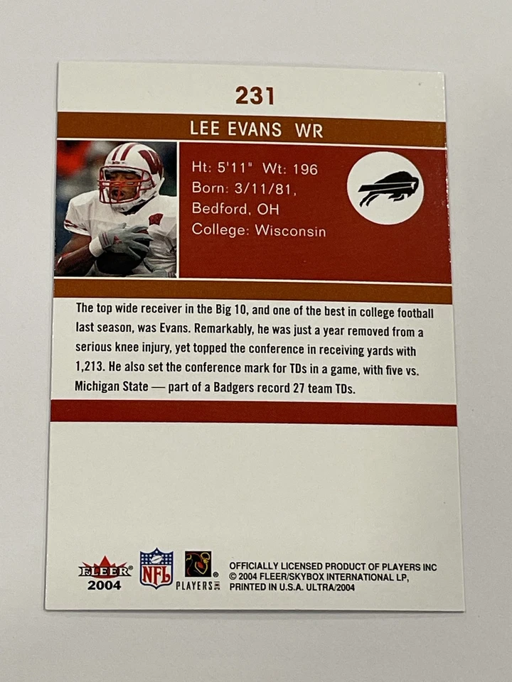 2004 Ultra Football #231 - Lee Evans RC - Buffalo Bills - Image 2 of 2