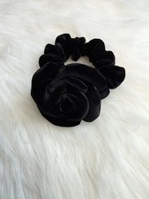Velvet black Rose Flower Elastic Hair tie Scrunchie Handmade Birthday Gift
