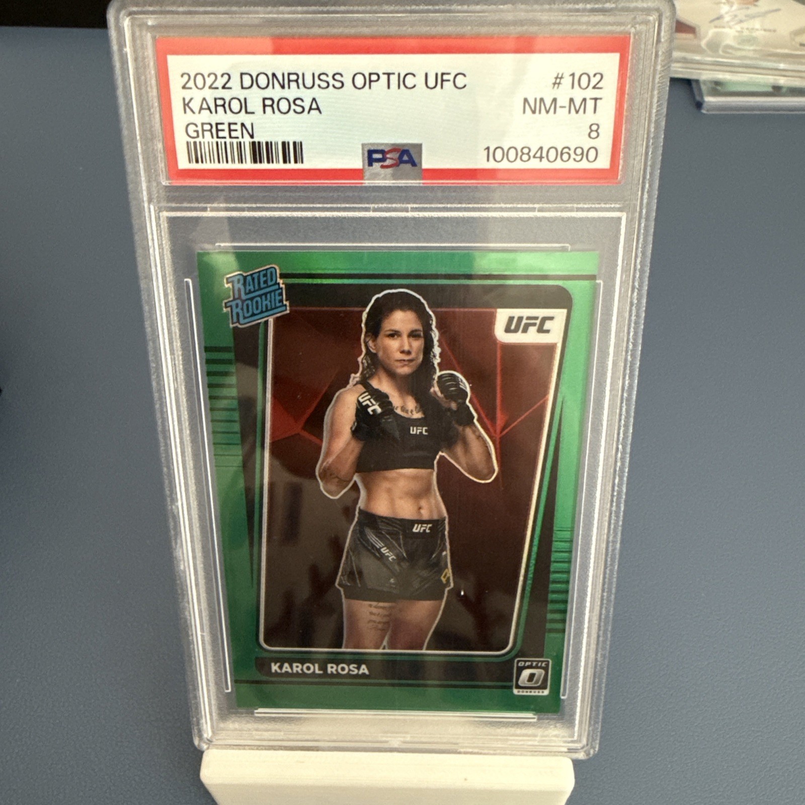 2022 Panini Donruss Optic UFC - Rated Rookie Karol Rosa #102 Green BOOKEND 5/5